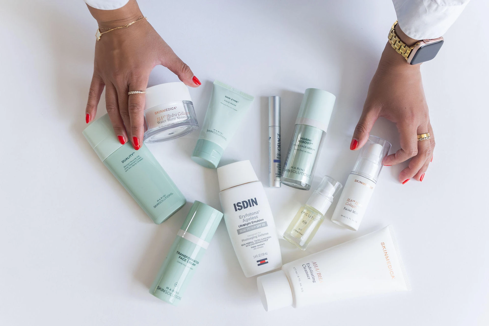 Professional skincare products used at Aria Skincare + Aesthetics